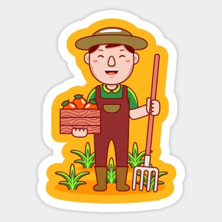 Cute Farmer Cartoon Sticker